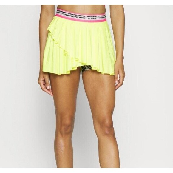 Puma Lemlem Women Sz XXL 2XL Yellow Burst Training Ruffle Skirt